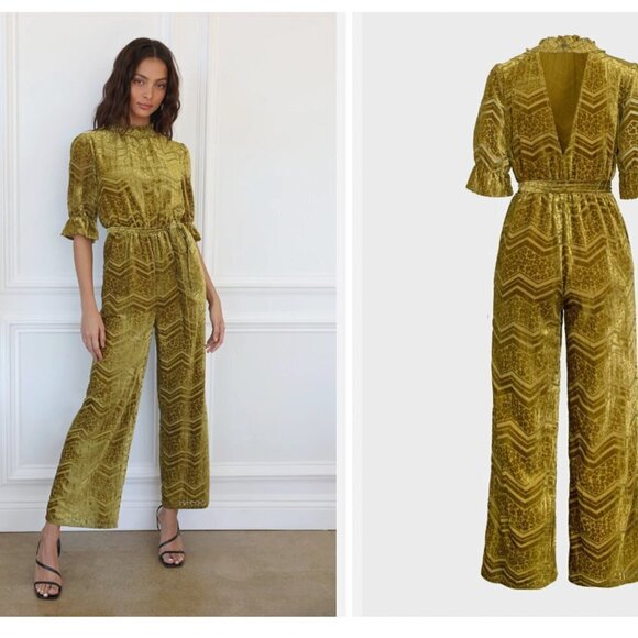 Adelyn Rae Willow Velvet Burnout Open Back Jumpsuit Size XS NWT - Picture 2 of 13